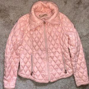 Michael Kors pink light winter puffer jacket